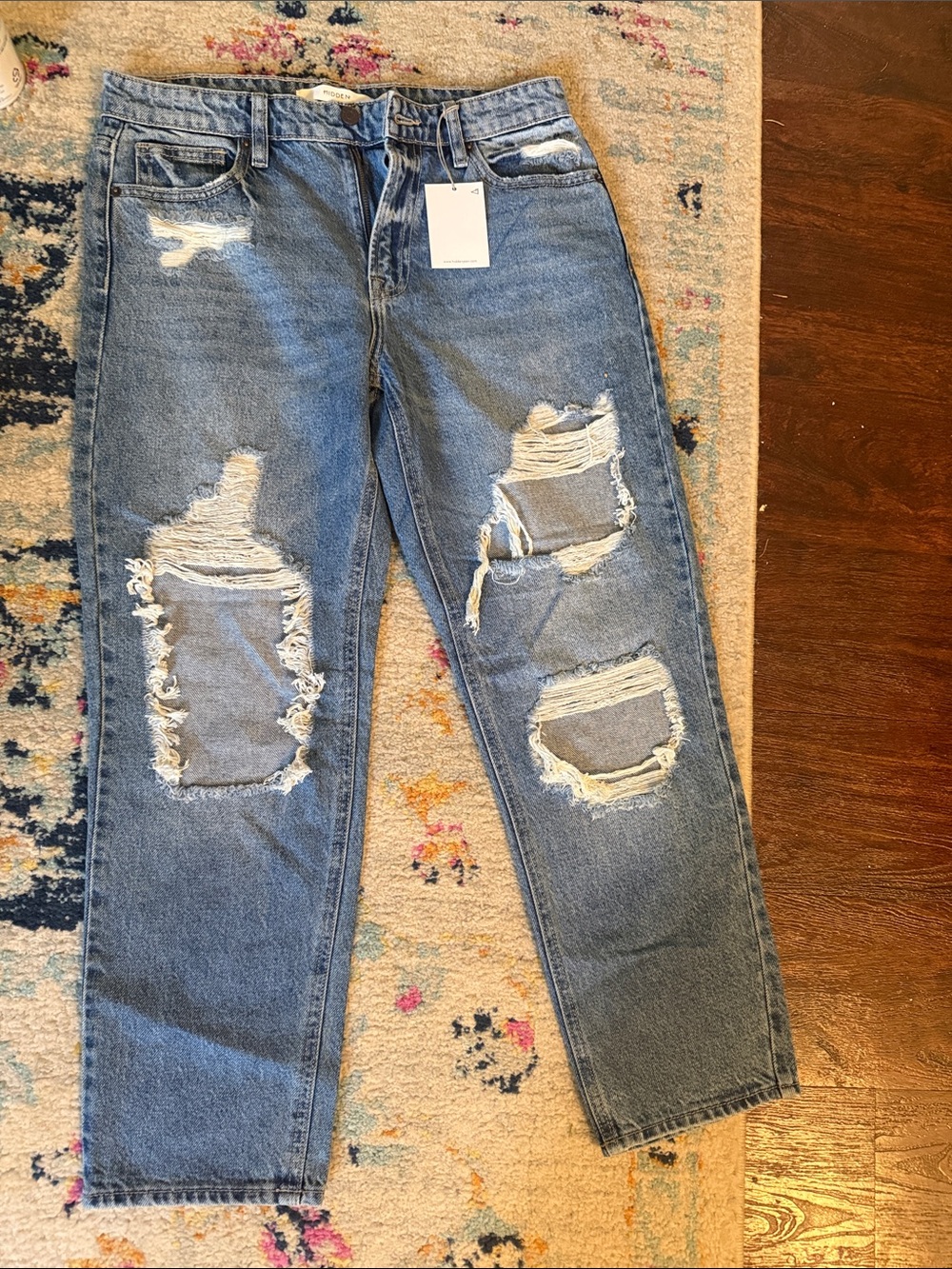 NWT Boyfriend Ripped Jeans in Light Blue - Women